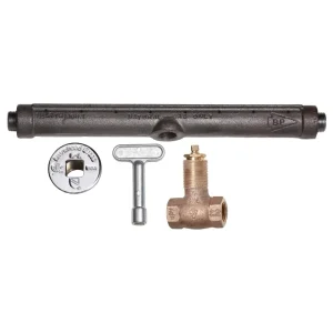 1/2 FIP Straight Gas Log Lighter Valve W- Chrome Flange Key & LL Bar