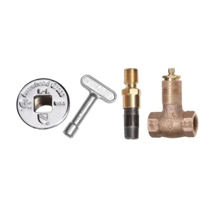 1/2 FIP Straight Propane Log Lighter Valve Chrome Flange & Key